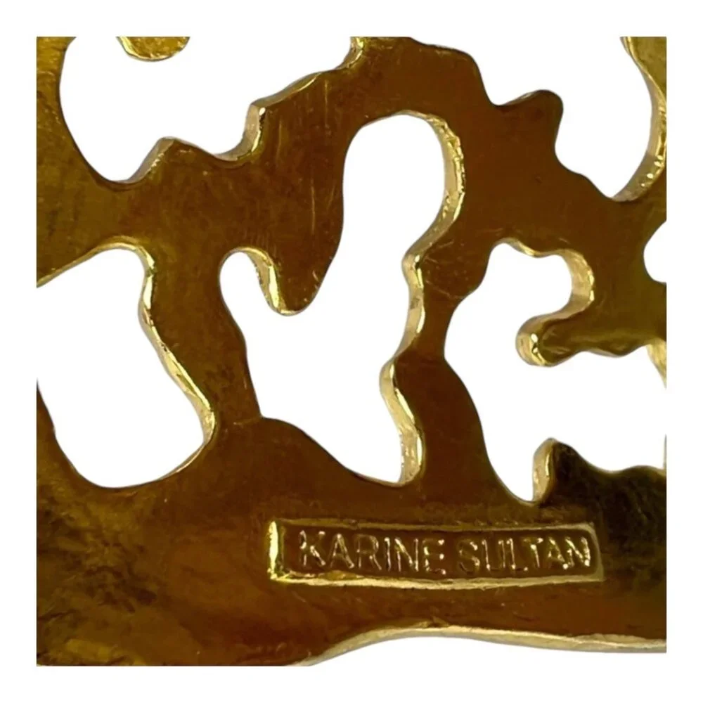 Karine Sultan 24k-GP Hammered Wide Cuff Adjustable Bracelet w/ Cutout Design - Picture 5 of 9